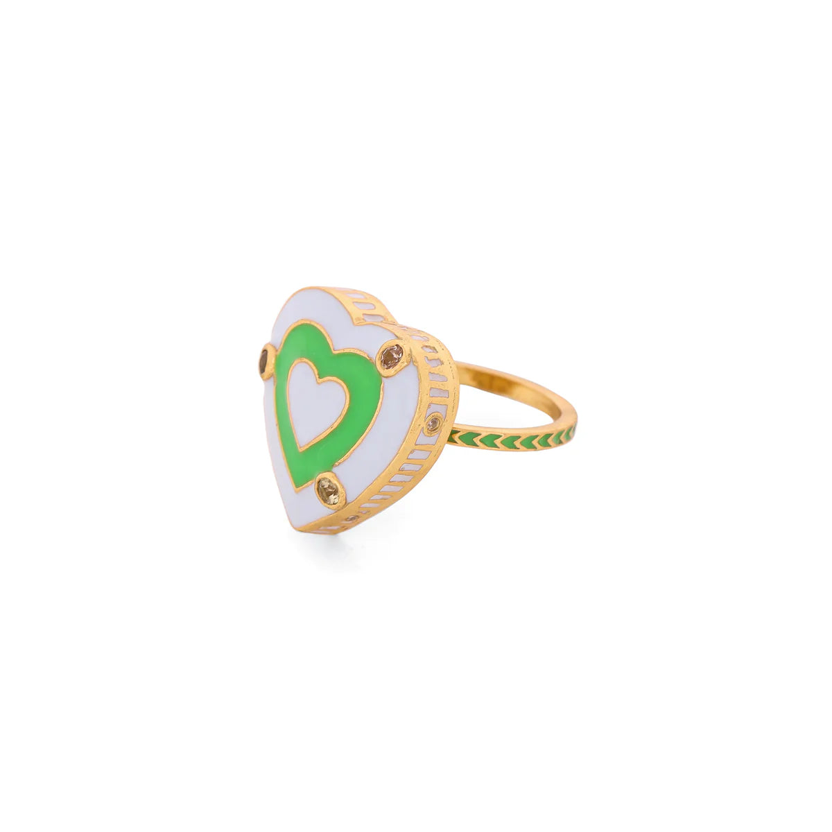 Heart Palma Ring - Dove Blue & Lawn green