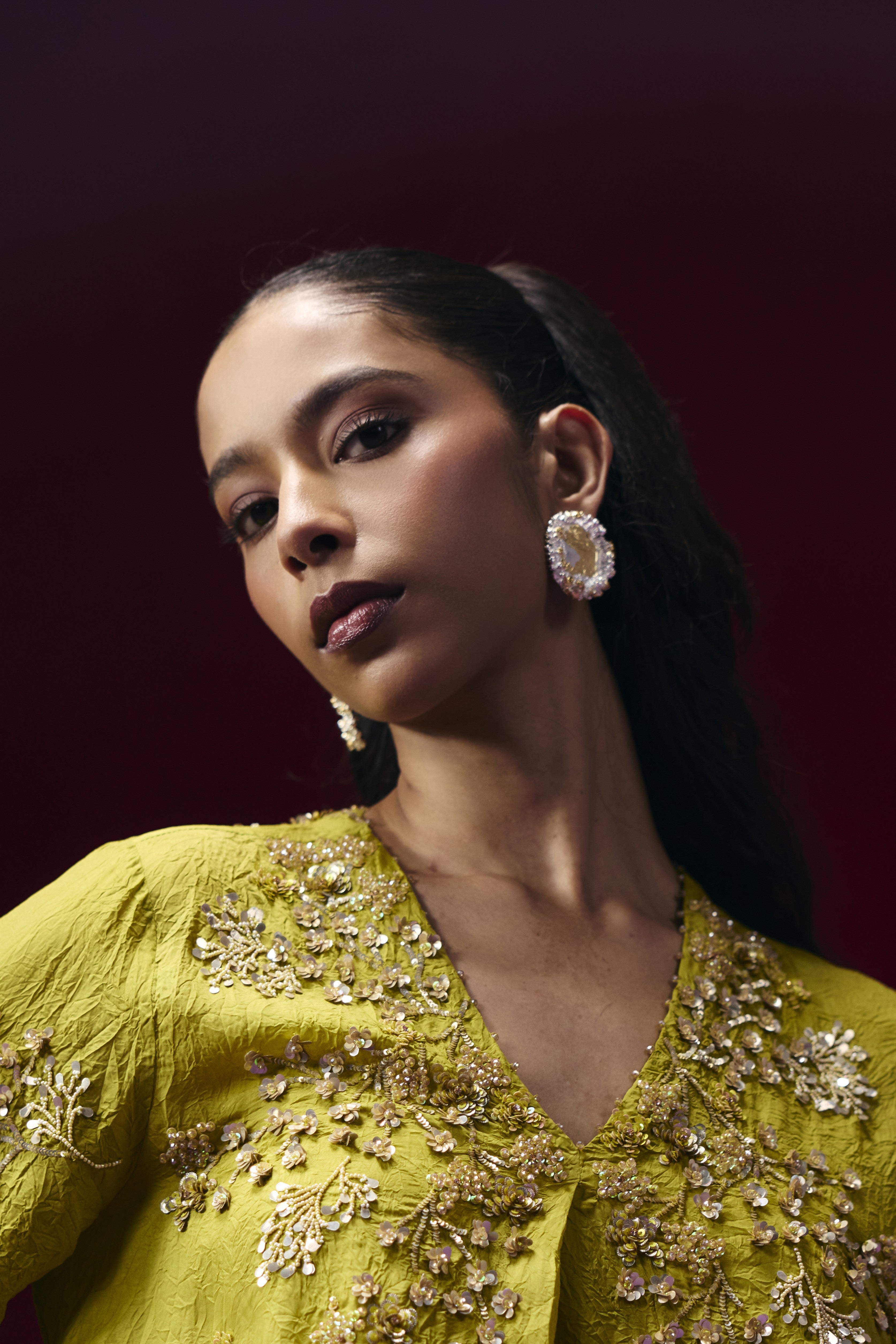 Two Tone bubbly crater studs Silver and Gold