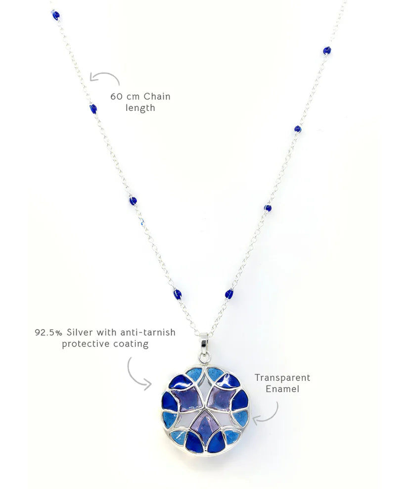 Aqua Blue Kaleidoscope Treasure Pendant