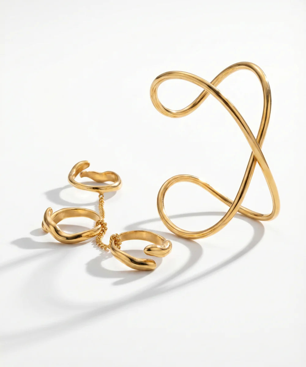 Aura Palm Cuff & Ring set
