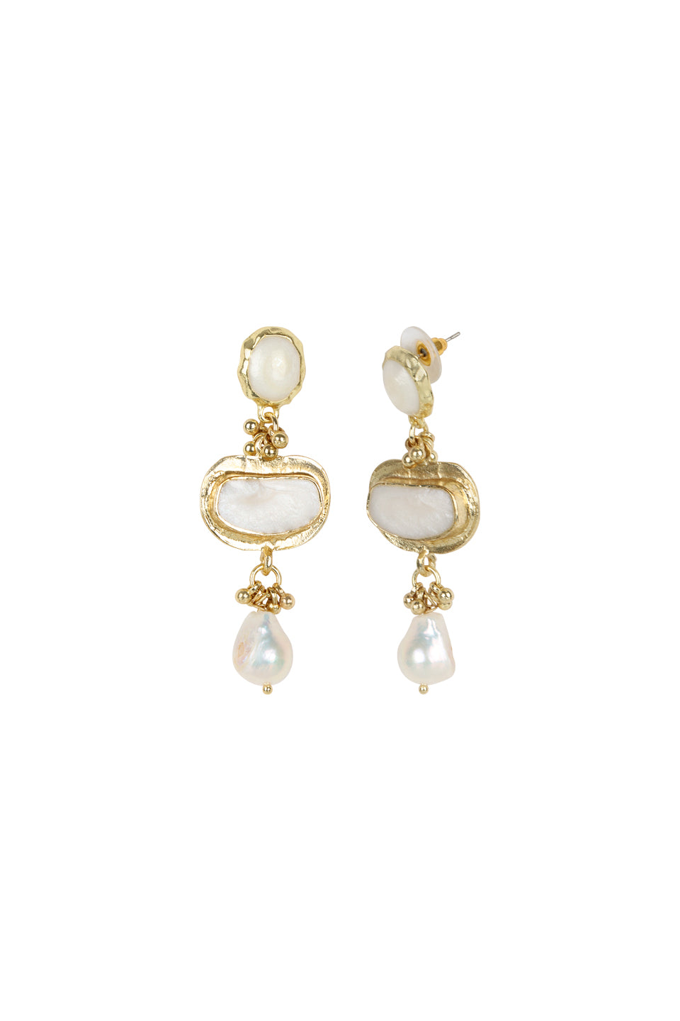 Boat Stone Pearl Earrings - IVORY