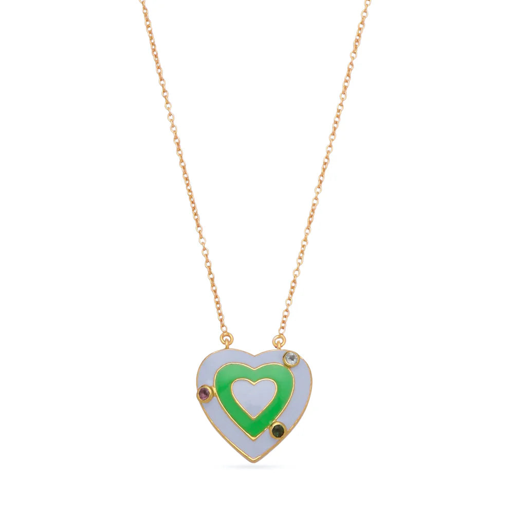 Dove Blue & Lawn Green Heart Palma Necklace