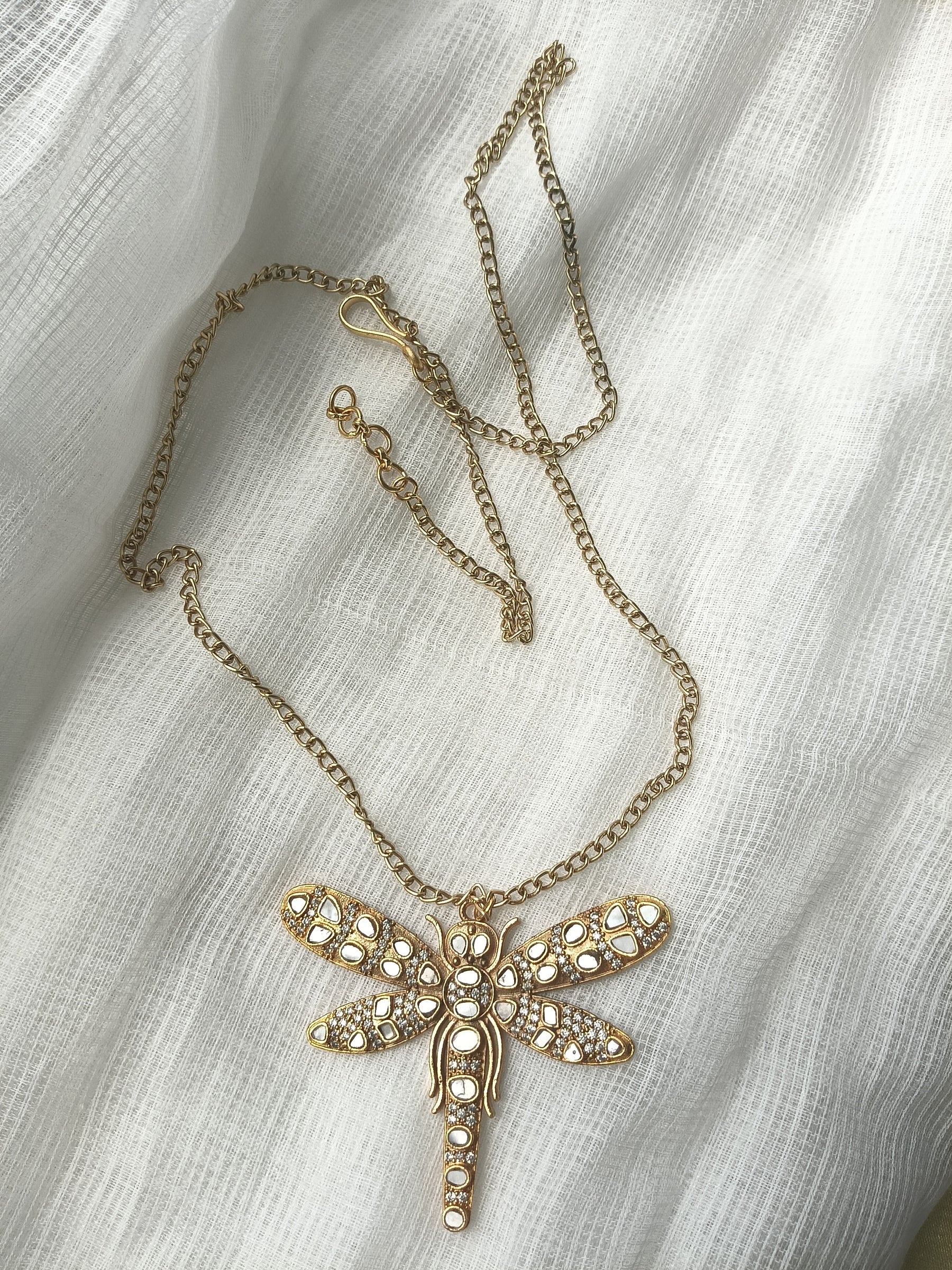 Dragonfly jadau necklace