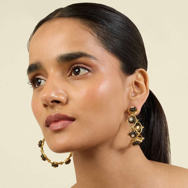 Midnight Bloom Hoop Earrings