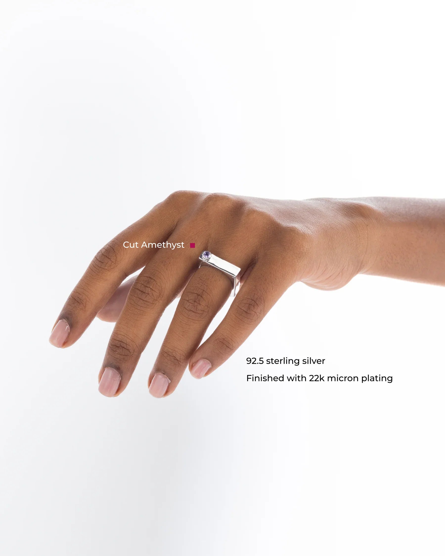 Edge Ring with Gems Silver