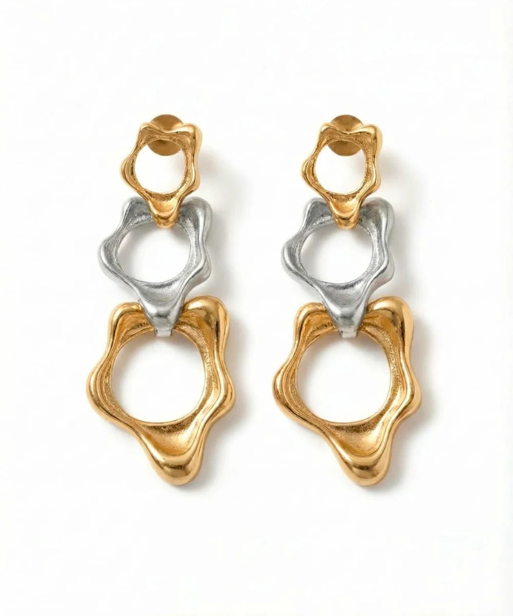 Fluid Trio Earring (Dual Tone)