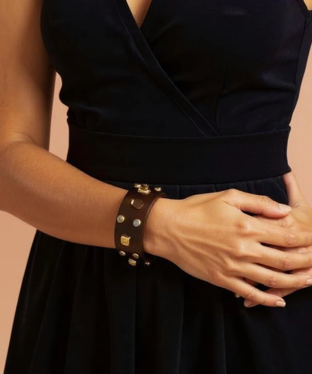 Gemstone Wooden Bangle