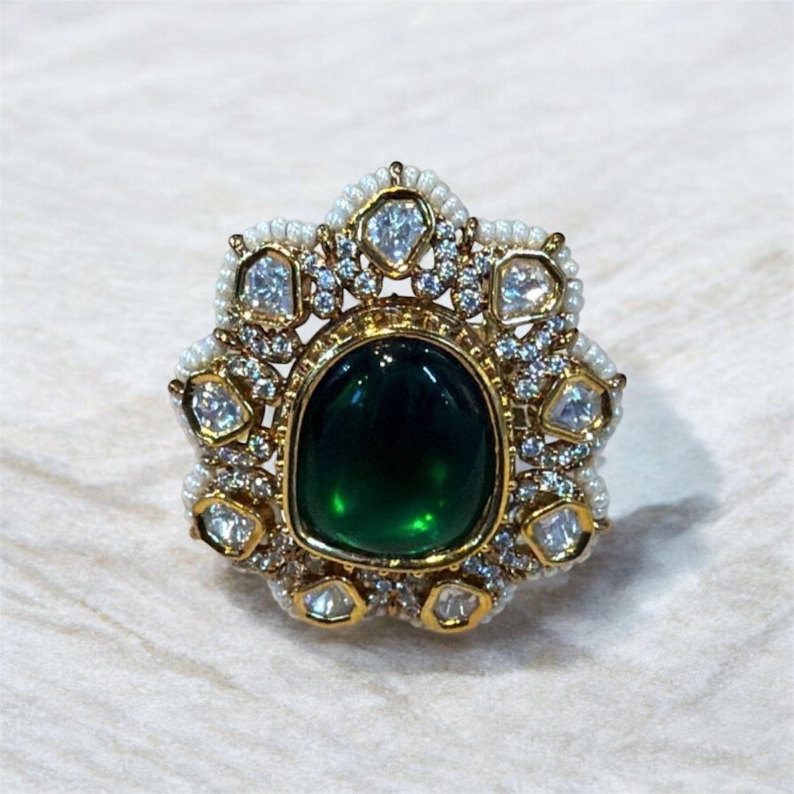 Hariyali-Hype Cocktail Ring