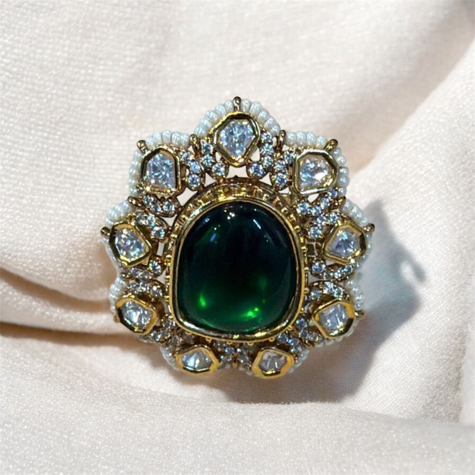 Hariyali-Hype Cocktail Ring