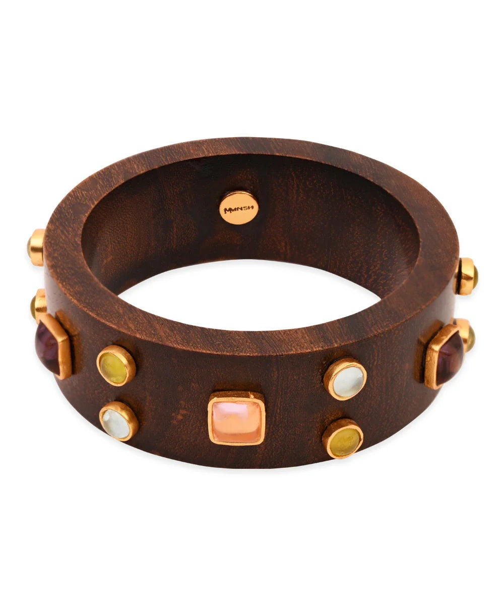 Gemstone Wooden Bangle