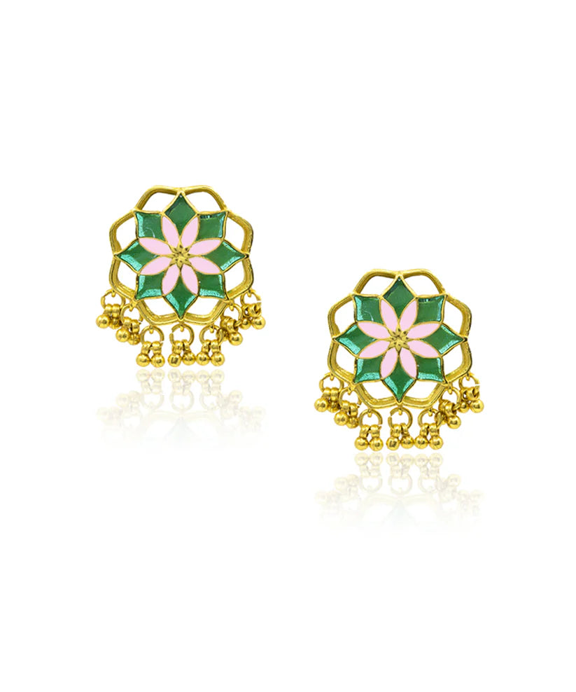 Green Gul Kumud Stud Earrings