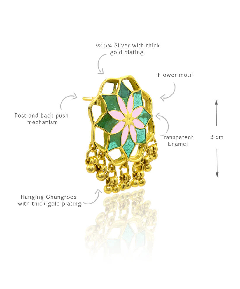 Green Gul Kumud Stud Earrings