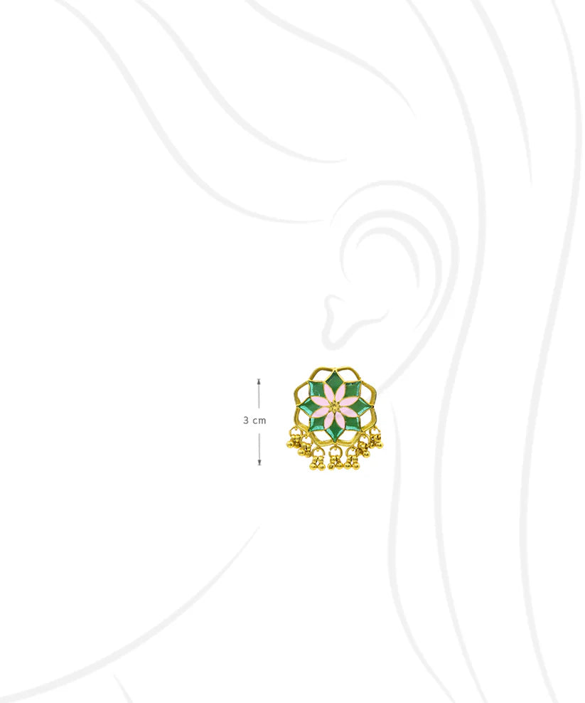 Green Gul Kumud Stud Earrings