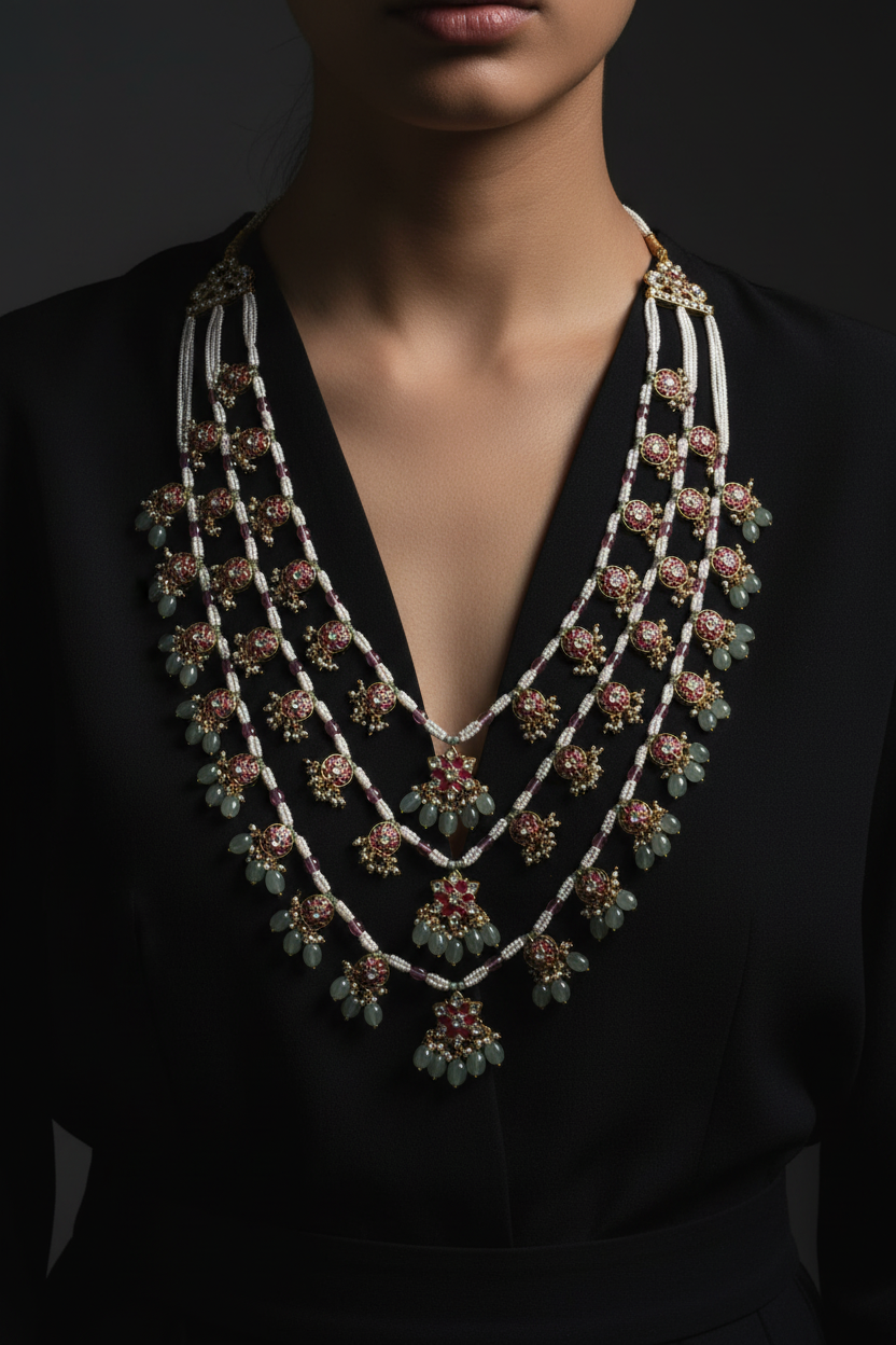 Gulabi Bahar Multi-Strand Statement Necklace