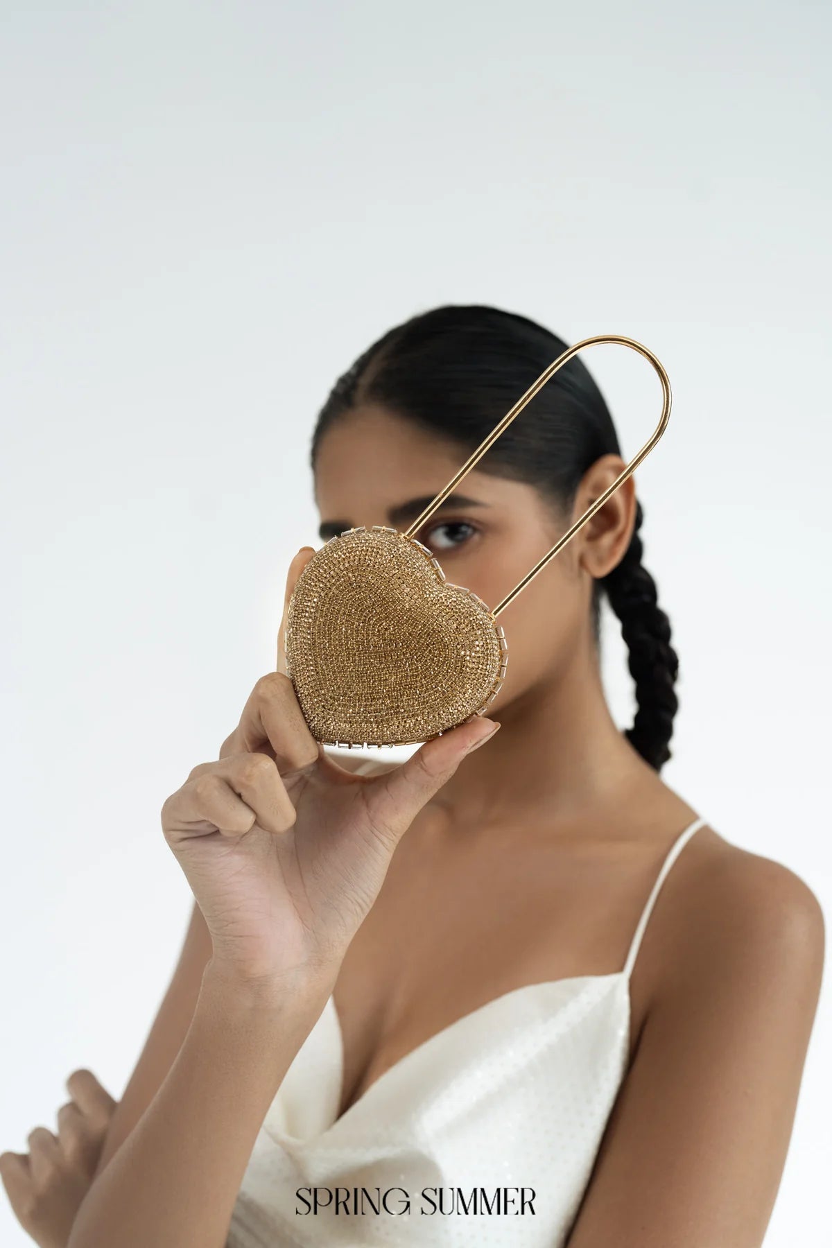 Heart Lock Nano Bag in Champagne Gold