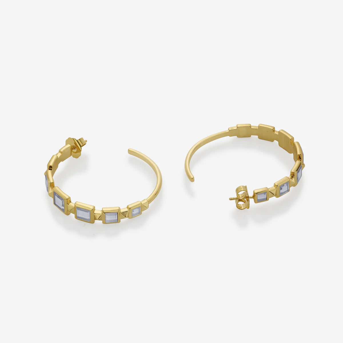 Limelight Mirror & Metal Pyramid Hoop Earrings