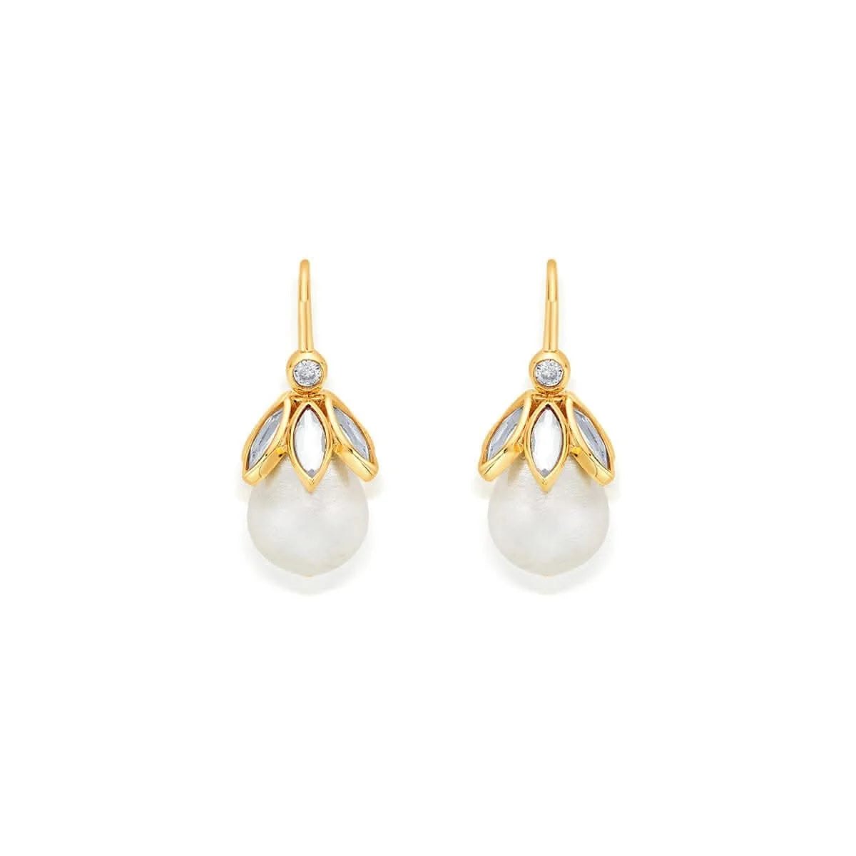 Marquise Mirror Pearl Drop Earrings