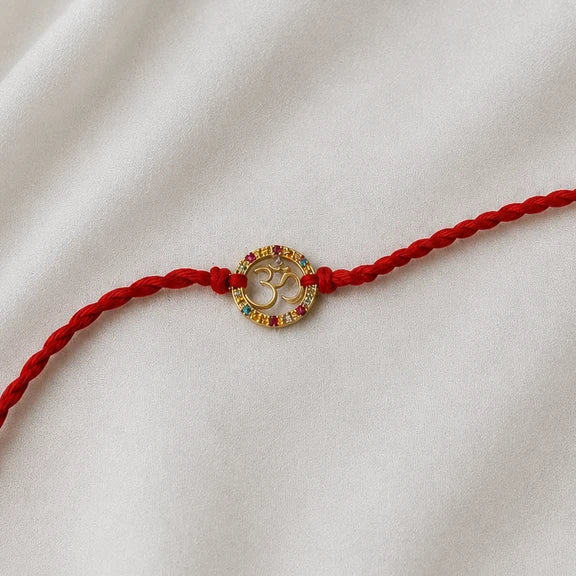 Navratna Om Rakhi Cum Pendant (92.5 Fine Silver)