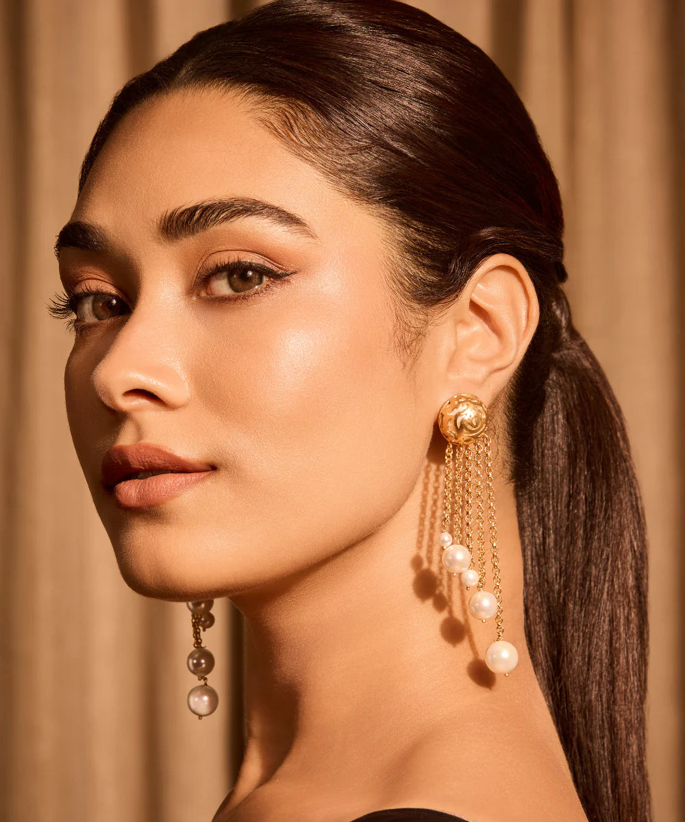 Pearl Rosette Danglers