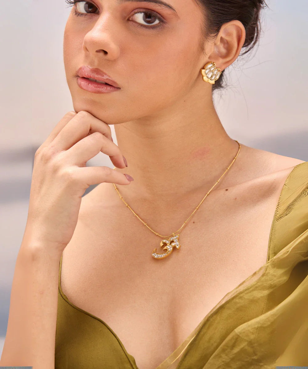 Polki Initial Necklace -A