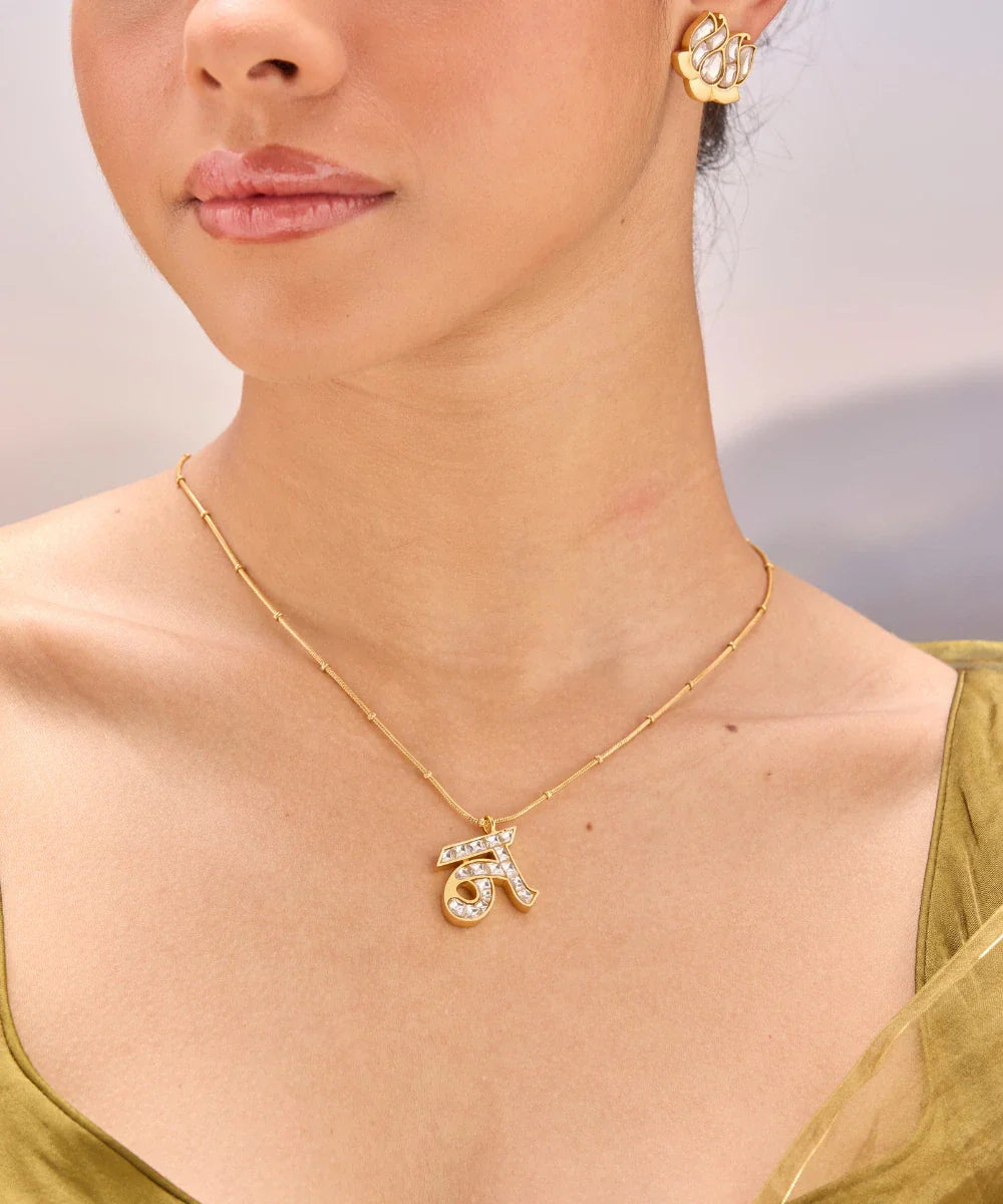 Polki Initial Necklace -N