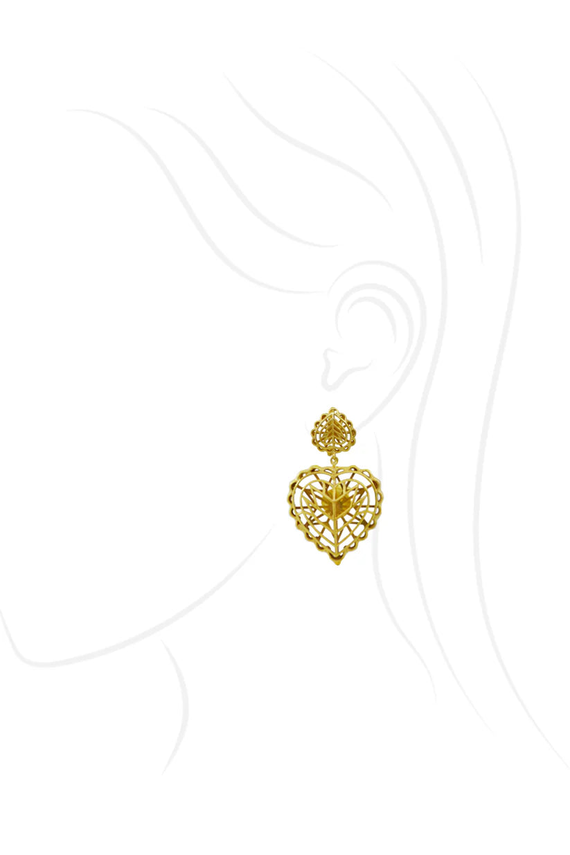 Rakaan Dainty Heart Drop Earrings — Gold Plated