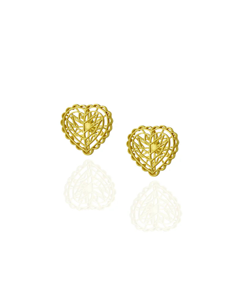 Rakaan Heart-Shaped Minimal Studs — Gold Finish