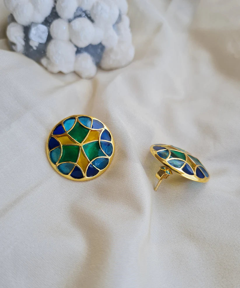 Rama Green Kaleidoscope Stud Earrings