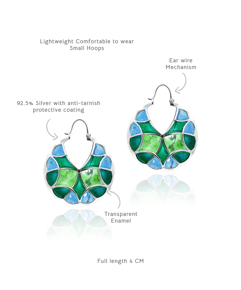 Rama Green Kaleidoscope Varichrome Hoop Earrings