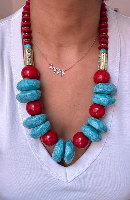Resin beads with gold plated turquoise stone Pendant
