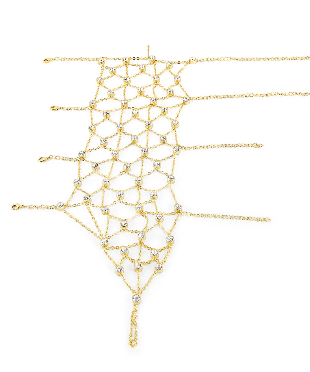 Rhinestone Jaal Hand Harness (Gold)