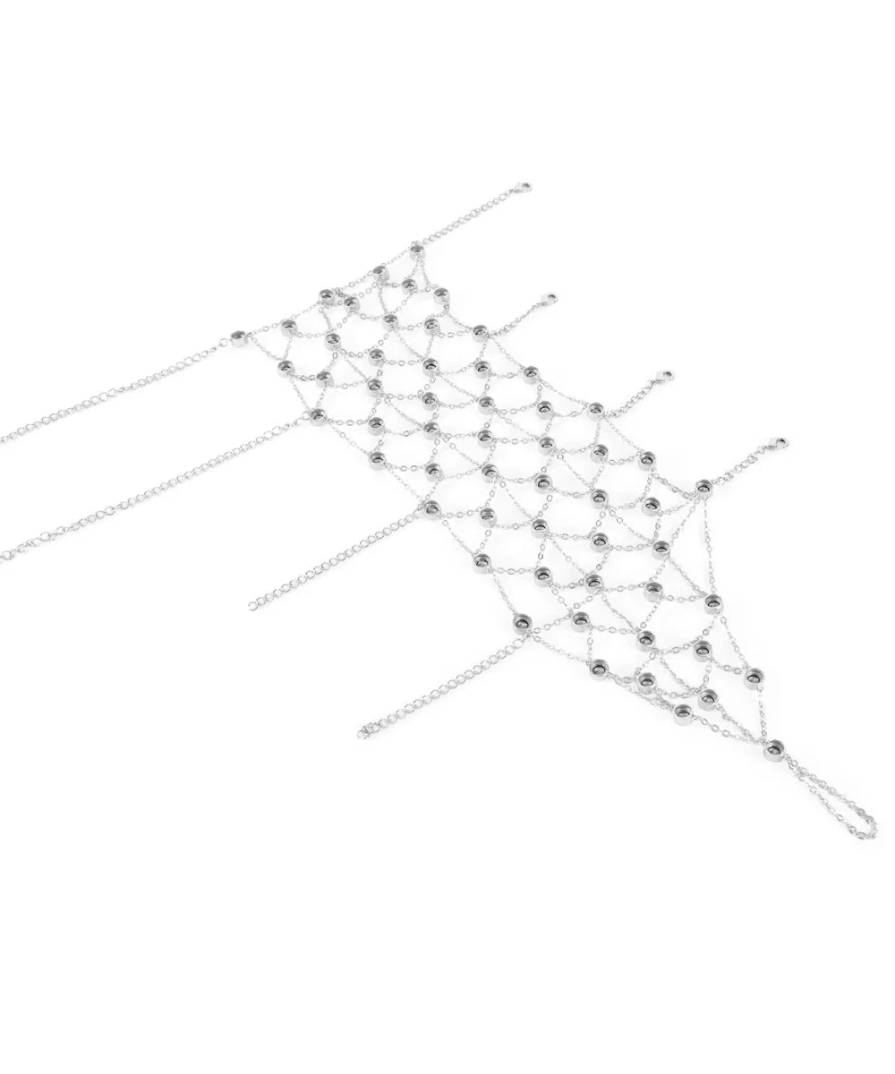 Rhinestone Jaal Hand Harness (Silver)