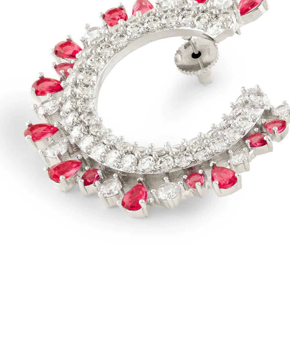 Royal crescent Ruby diamond earring