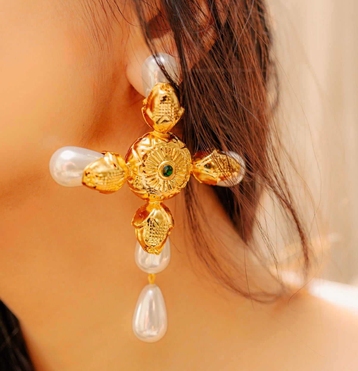 SUN CROSS EARRINGS