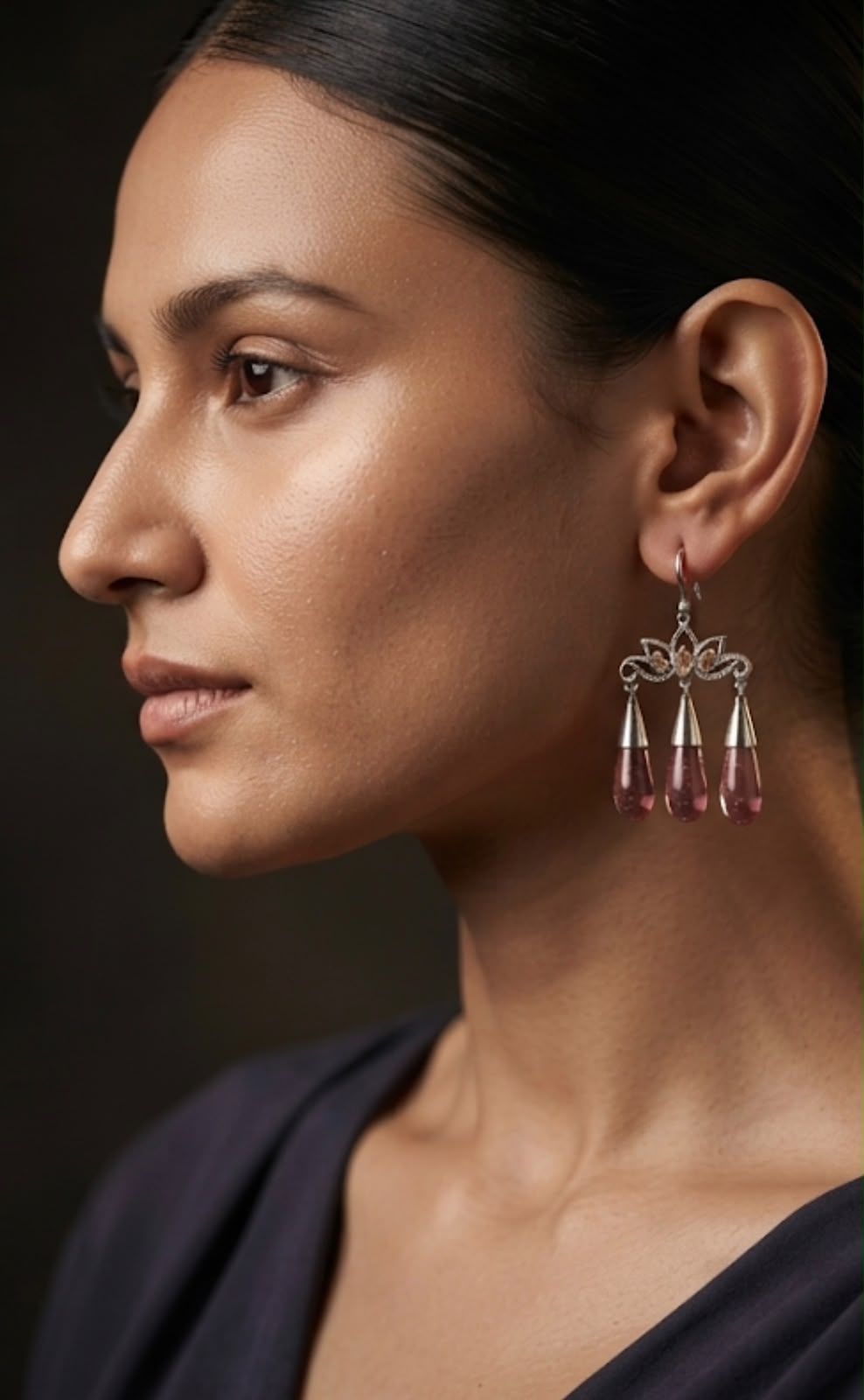 Shizuku Rose Drop Earrings