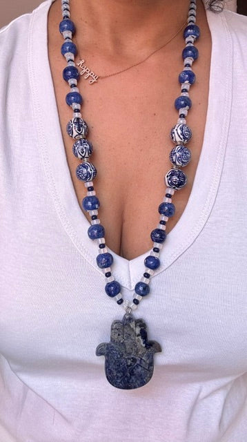 Sodalite Hamsa pendant
