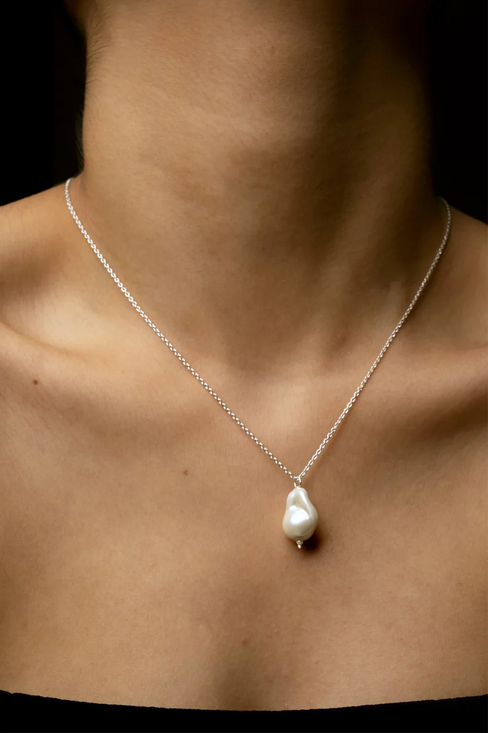 Uma Single Organic Pearl Pendant Necklace