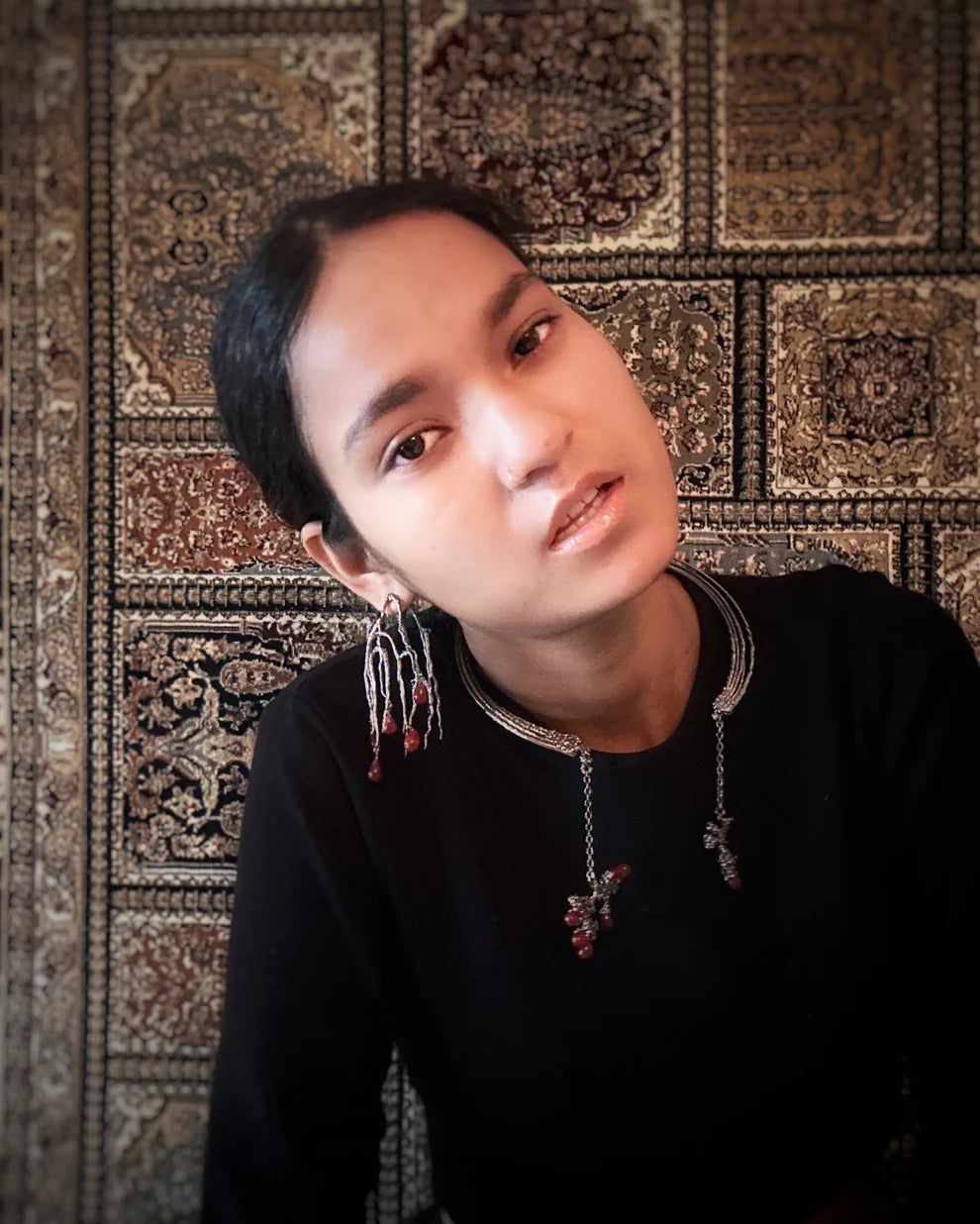 Untamed goddess dangles Black with red onyx