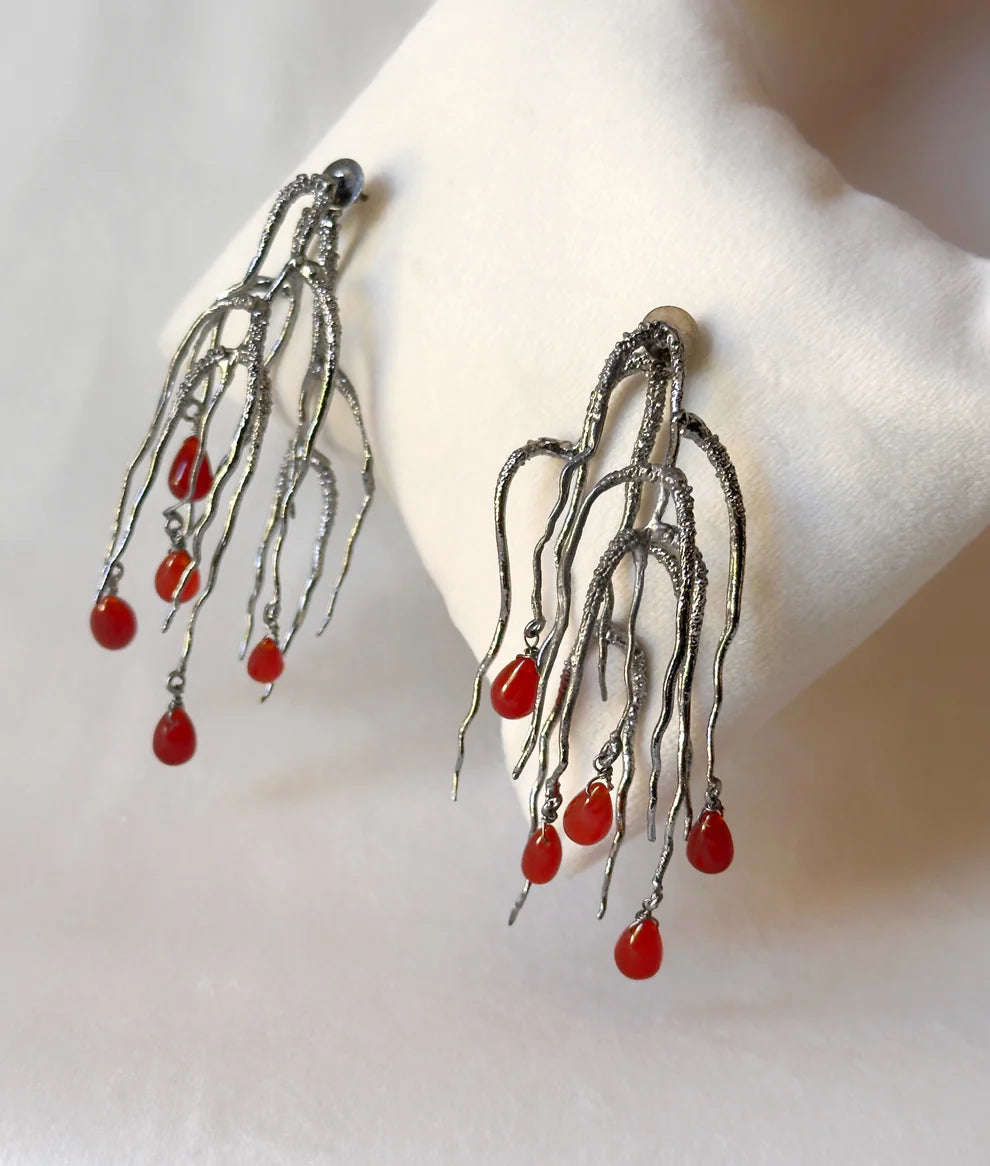 Untamed goddess dangles Black with red onyx