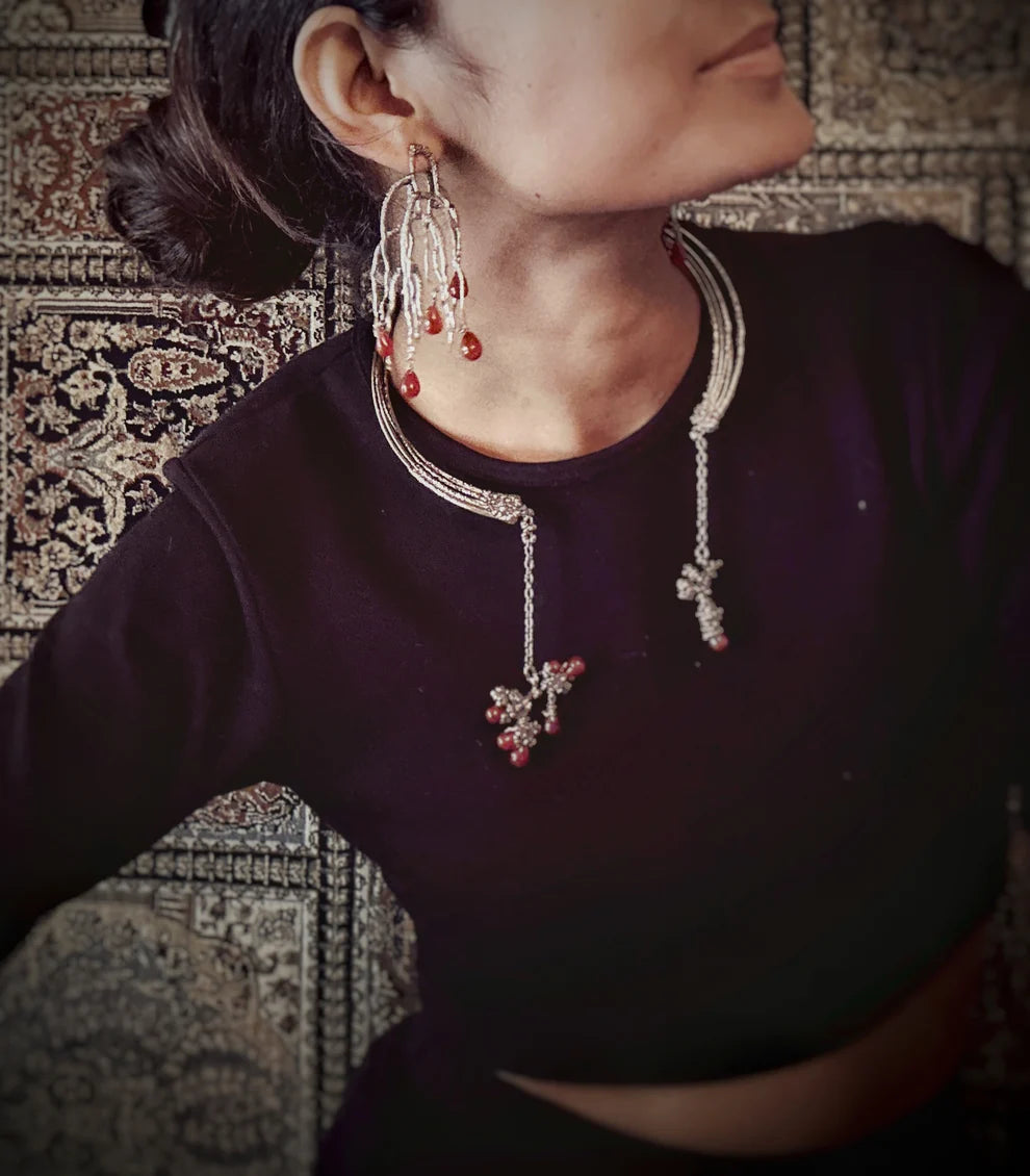 Untamed goddess dangles Black with red onyx