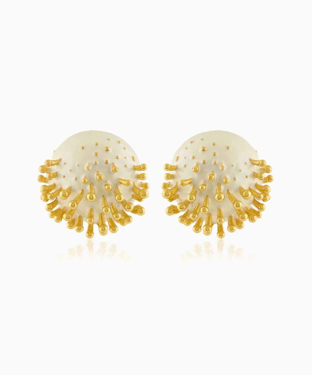 Vine Round Studs (White)