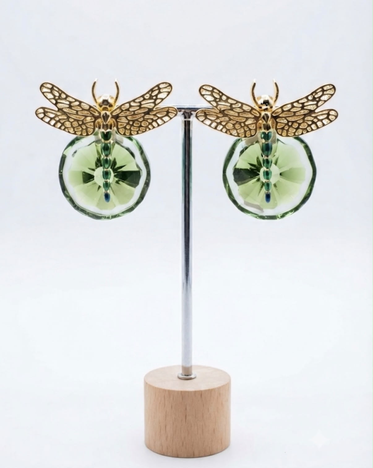 Yōsei Emerald Dragonfly Earrings