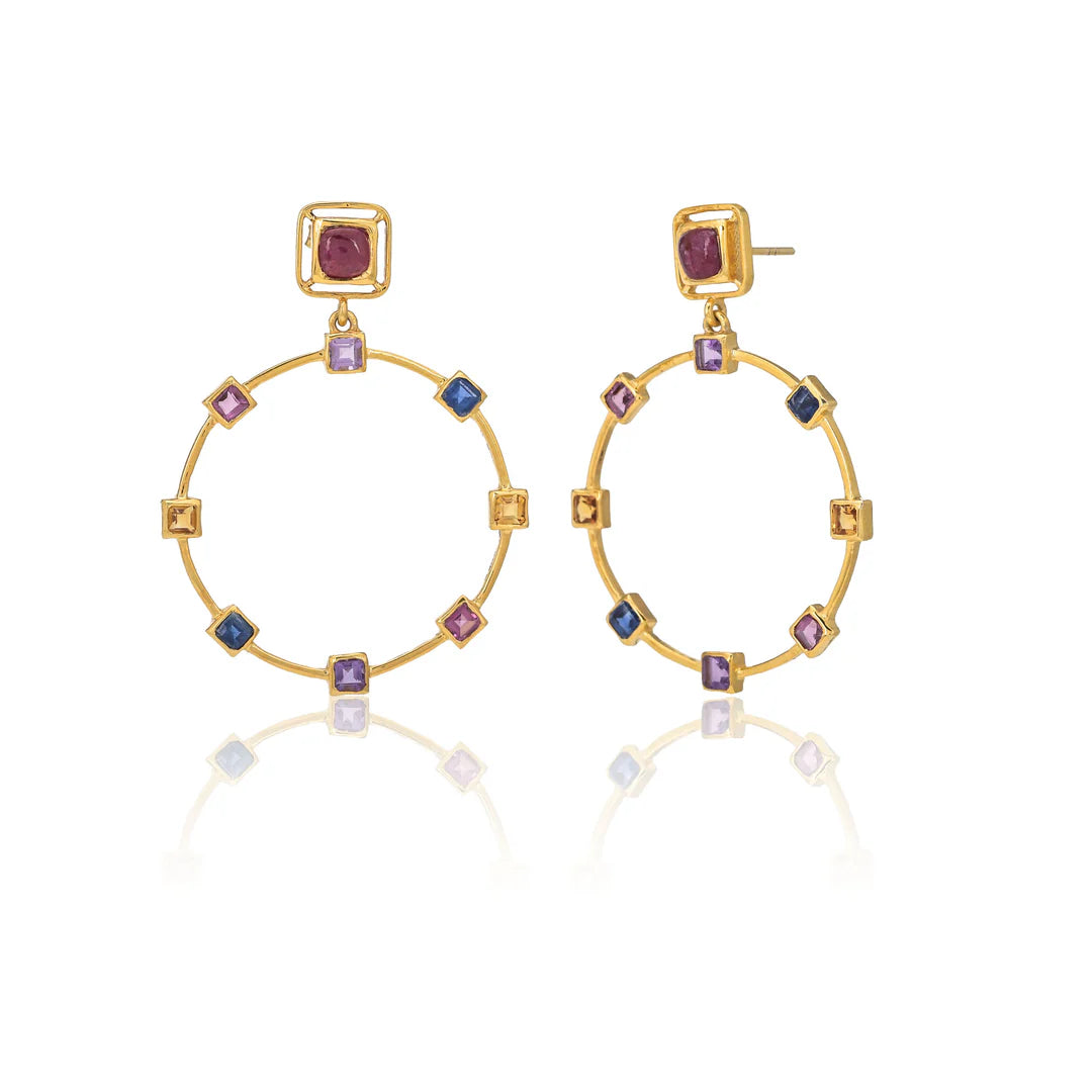 Zoie Multi Gemstone Hoop Earring