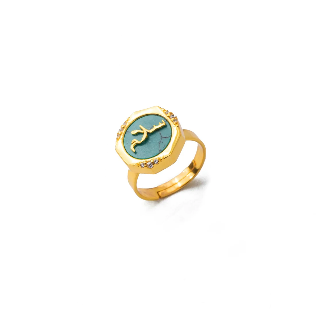 PEACE BLUE TURQUOISE STUDDED RING