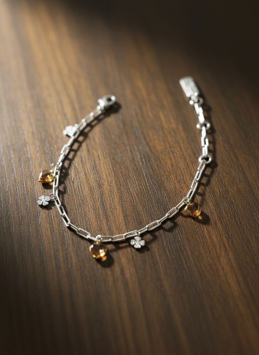 Heart Flower Paperclip Bracelet