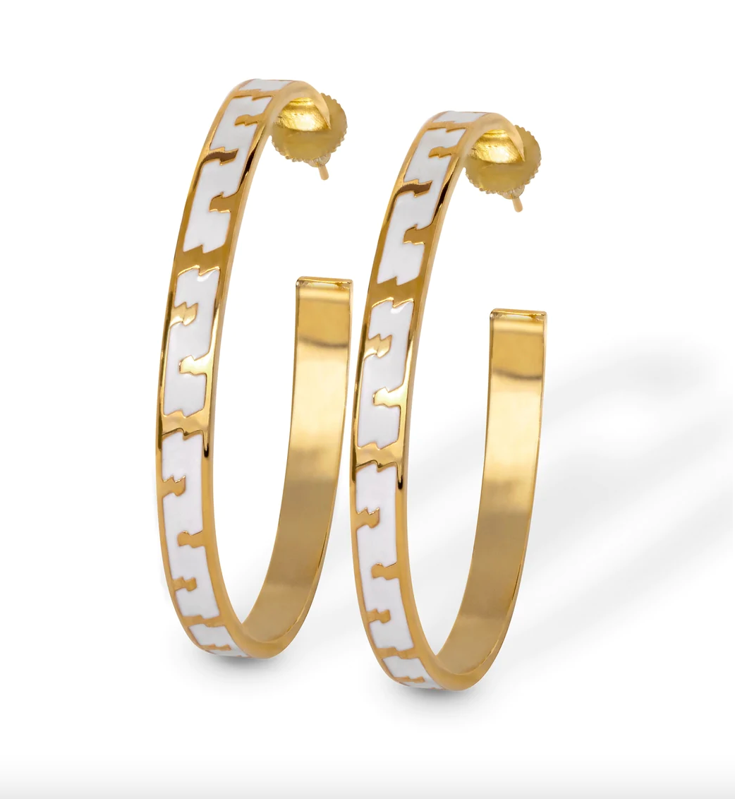 Large Ray White Hoops
