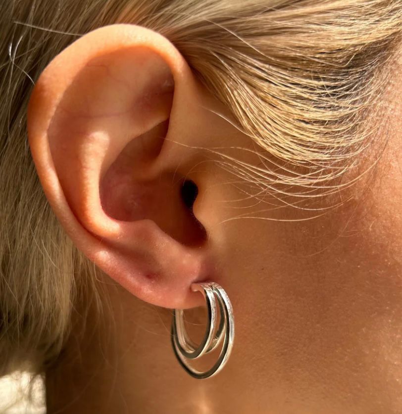 Trio Silver Hoops