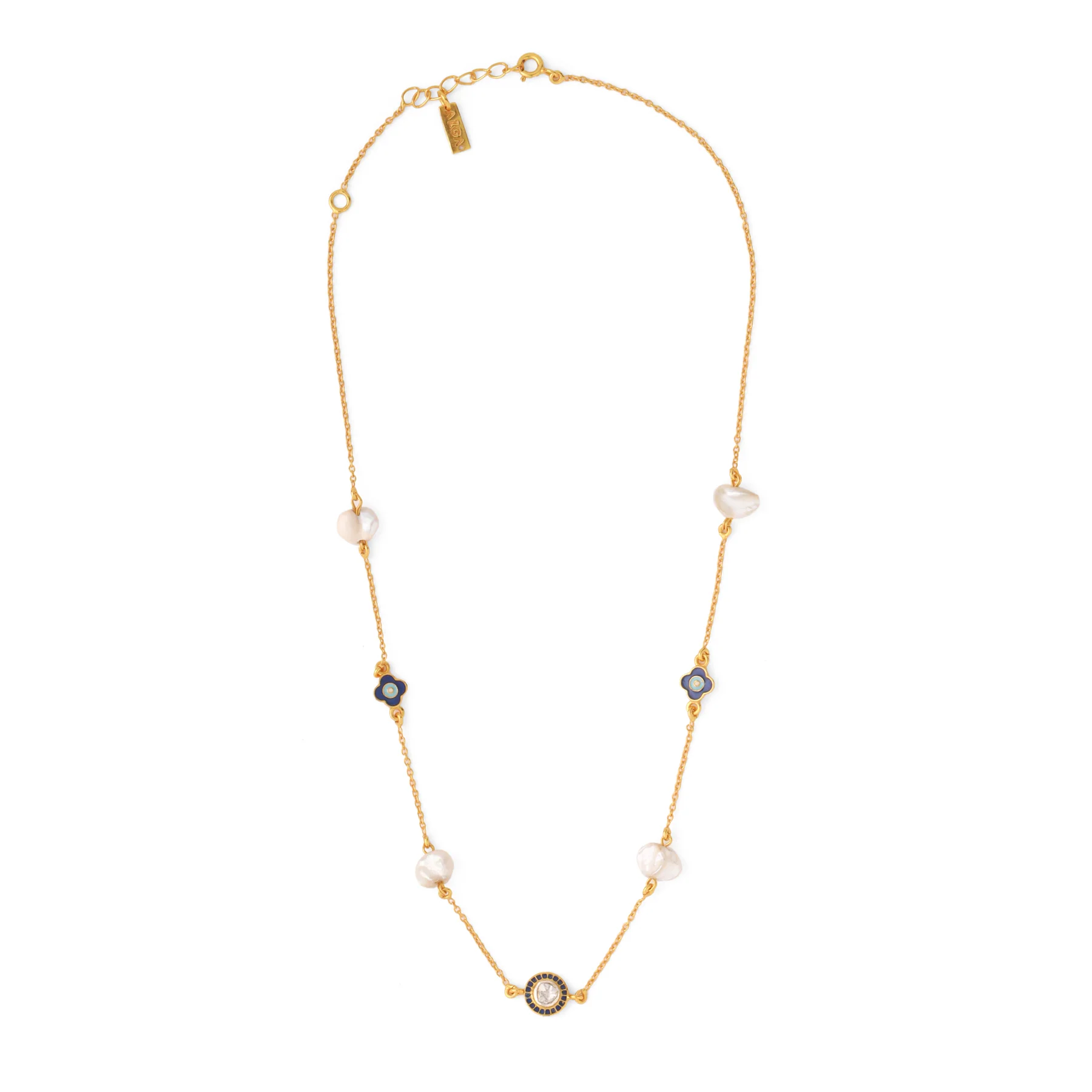 CLASSIC POLKI AND PEARL NECKCHAIN