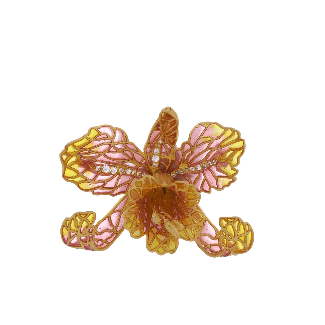 ORCHID BROOCH - PINK & YELLOW