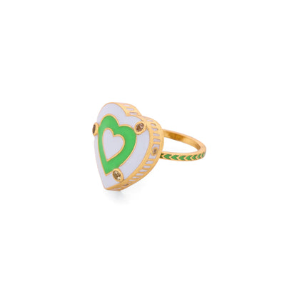 Heart Palma Ring - Dove Blue & Lawn green